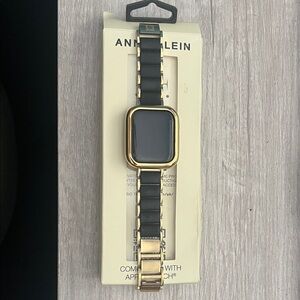 Anne Klein Black and Gold Silicone Smartwatch Band and Bumper